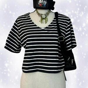 Summer Vibes Striped Black and White Crop Top